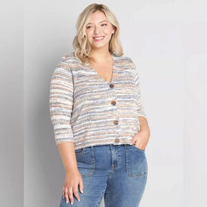 Lane Bryant Spacedye Cropped Button Cardigan Sweater Plus Size 22/24